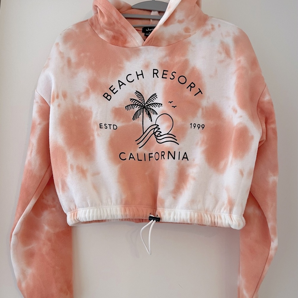 Hoodie Crop Beach Resort California Orange in Size M